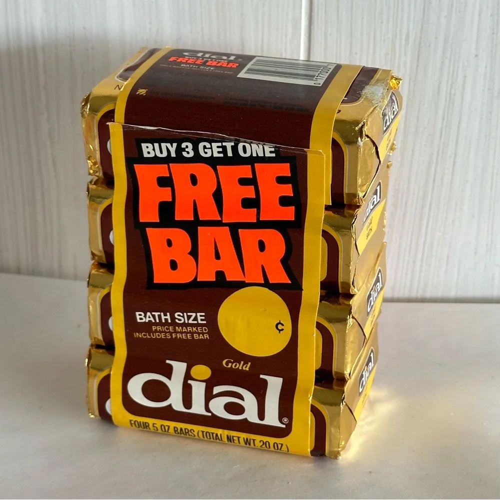 New vintage 4 pack foil pack gold‎ Dial bath bar soap